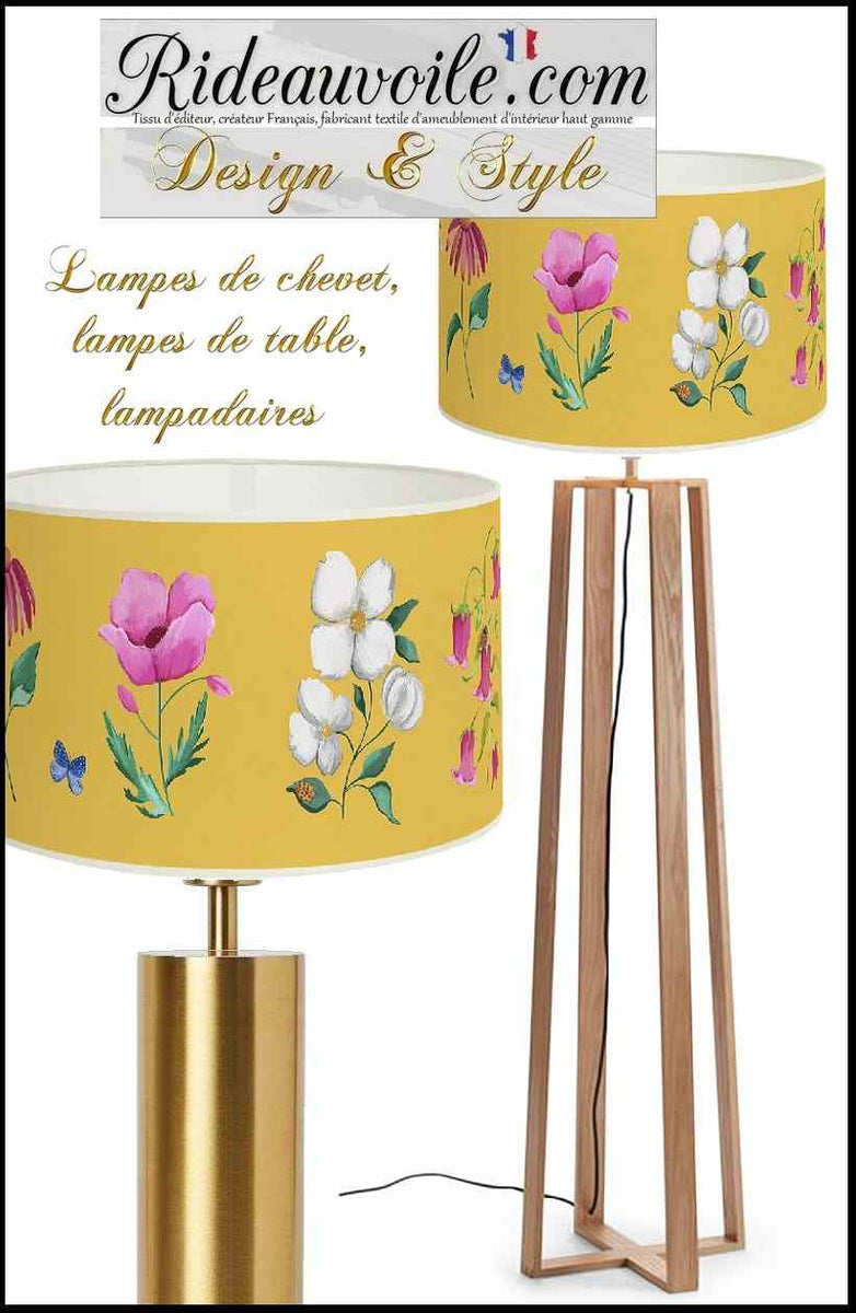 Abat-jour Tambour Vintage En Bambou - Décor Floral - Pour Lampe E27 - Décoration Maison