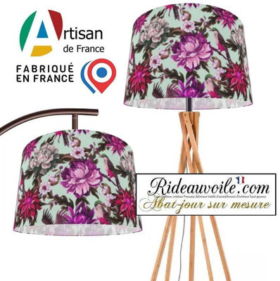 Création éclairage intérieur haut gamme | Abat-jour tissu oiseaux fleurs sur mesure