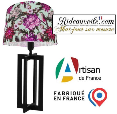 Création éclairage intérieur haut gamme | Abat-jour tissu oiseaux fleurs sur mesure