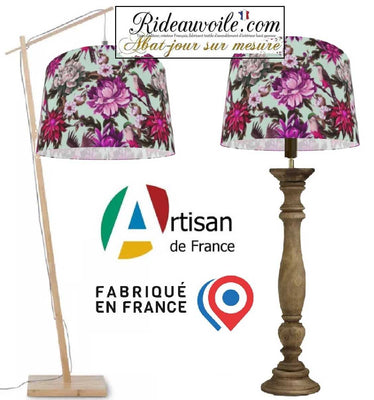 Création éclairage intérieur haut gamme | Abat-jour tissu oiseaux fleurs sur mesure