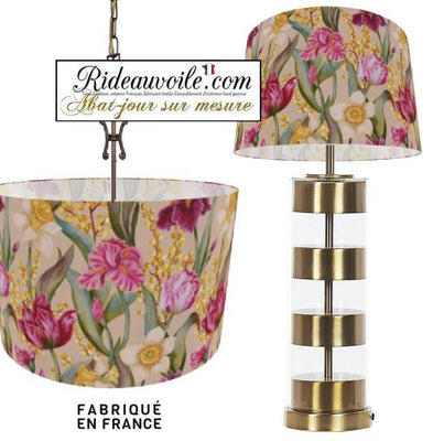 Lumière d'Intérieur Carcasse rond cylindrique d'Abat-Jour tissu imprimé floral fleur