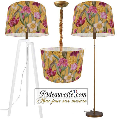 Abat-jour textile design imprimé floral luminaire lampadaire d'intérieur sur mesure
