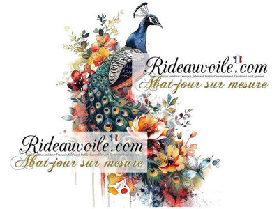 Confection luminaire abat-jour sur mesure tissu imprimé feuilles Fleurs oiseaux paons