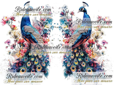 Abat-jour d'intérieur qualité sur mesure tissu ameublement motif Fleurs oiseaux paons