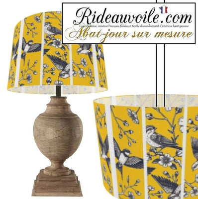 Abat-jour jaune motif oiseaux architecte lumière Luminaire sur mesure Paris