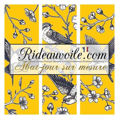 Abat-jour jaune motif oiseaux architecte lumière Luminaire sur mesure Paris