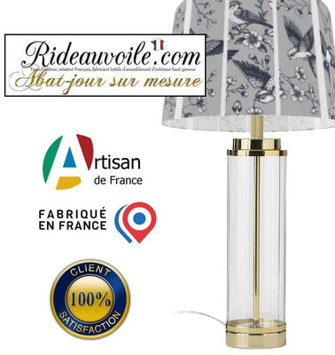 Fabrication luminaire d'intérieur sur mesure tissu motif oiseaux style dessin vintage