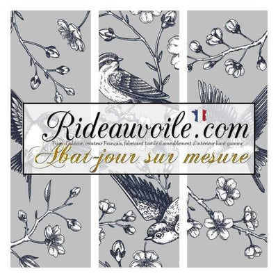 Fabrication luminaire d'intérieur sur mesure tissu motif oiseaux style dessin vintage