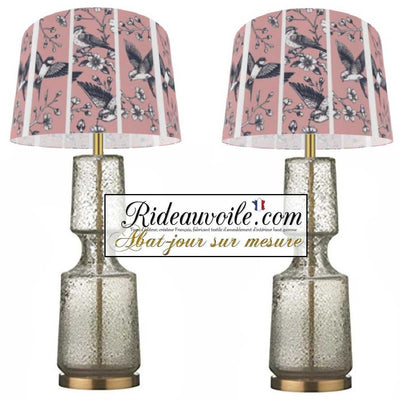 Acheter Abat-jour d'intérieur sur mesure tissu motif oiseaux style dessin rose vintage