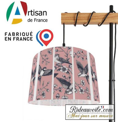 Acheter Abat-jour d'intérieur sur mesure tissu motif oiseaux style dessin rose vintage