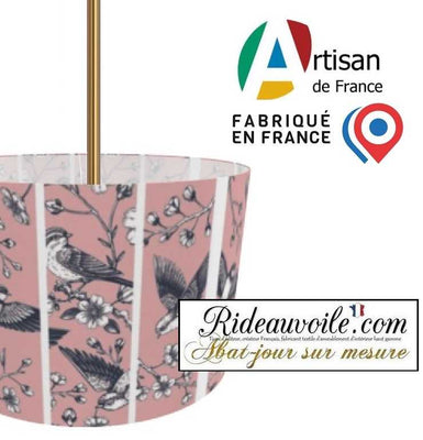 Acheter Abat-jour d'intérieur sur mesure tissu motif oiseaux style dessin rose vintage