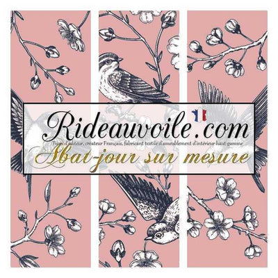 Acheter Abat-jour d'intérieur sur mesure tissu motif oiseaux style dessin rose vintage