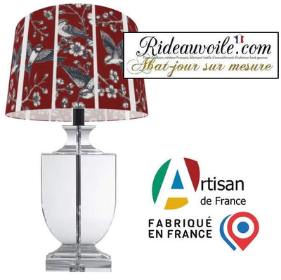 Abat-jour CYLINDRIQUE Luminaire sur mesure oiseaux japonais rouge