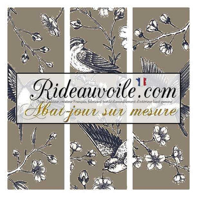 Fabrication abat-jour ROND designer suspension sur mesure motif oiseaux Japonais