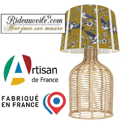 Fabrication d'abat-jour vert oiseaux sur mesure abatjouriste spécialiste luminaire
