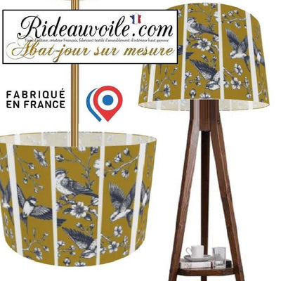 Fabrication d'abat-jour vert oiseaux sur mesure abatjouriste spécialiste luminaire