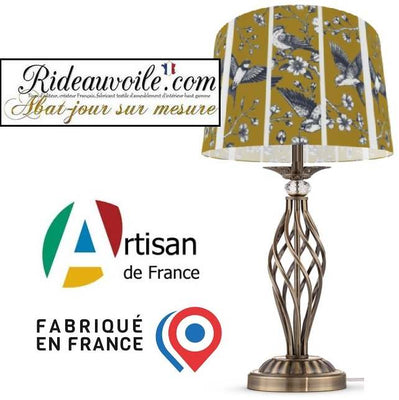 Fabrication d'abat-jour vert oiseaux sur mesure abatjouriste spécialiste luminaire