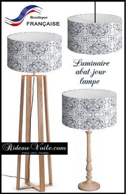 AbatJouriste luminaire sur mesure abat-jour tissu ignifuge motif floral Baroque gris