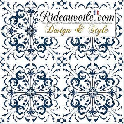 Abat jour rond sur mesure tissu bleu ornement Baroque floral feuilles imprimés volutes