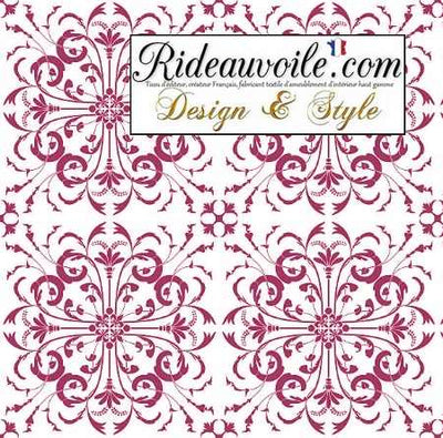 Abat-jour rond sur mesure tissu rouge ornement Baroque floral feuilles imprimés volutes