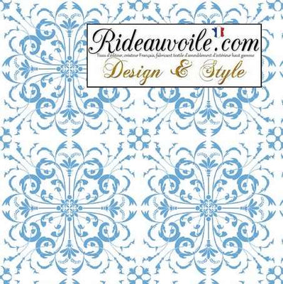 Création Abat-jour rond bleu ornement style Baroque floral feuilles imprimés volutes