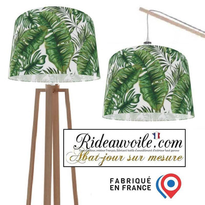 Fabrication suspension abat-jour sur mesure motif végétale Feuilles vertes palmeraie