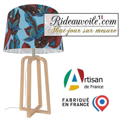Fabrication suspension création abat-jour motif Exotique Feuille tropicale bleu rouge