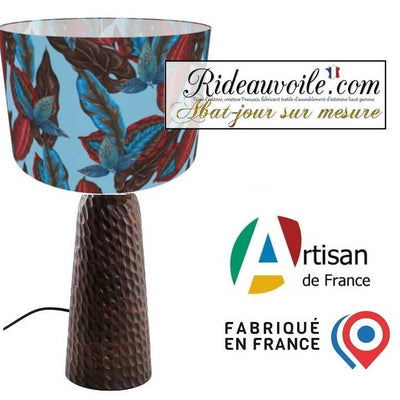 Fabrication suspension création abat-jour motif Exotique Feuille tropicale bleu rouge