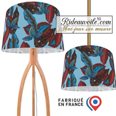 Fabrication suspension création abat-jour motif Exotique Feuille tropicale bleu rouge