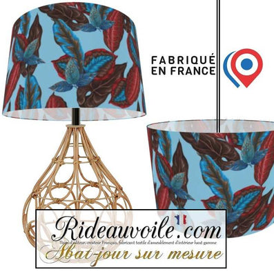 Fabrication suspension création abat-jour motif Exotique Feuille tropicale bleu rouge