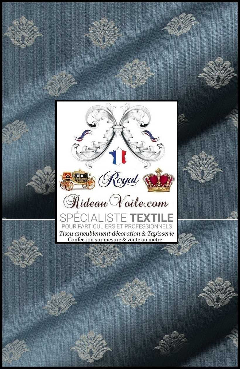 Tissu Damasco Ignifuge Directoire Ameublement Damass Bleu M tre tissu-damasco-ignifuge-directoire-ameublement-damass-bleu-m-tre