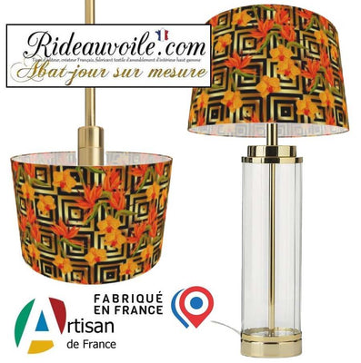 Boutique luminaire suspension création abat-jour motif Exotique Fleurs tropicales