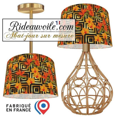 Boutique luminaire suspension création abat-jour motif Exotique Fleurs tropicales