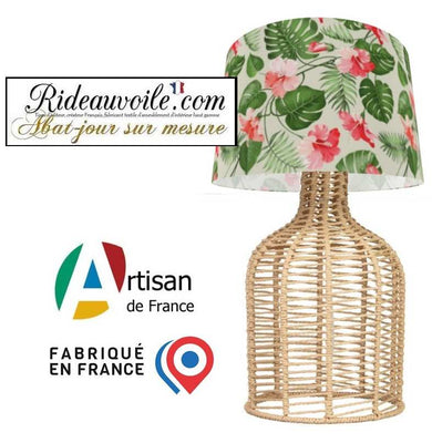 Boutique luminaire suspension création abat-jour motif Exotique Fleurs tropicales