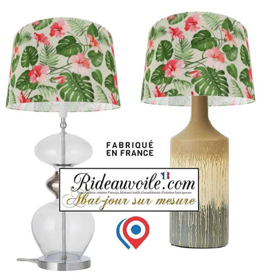 Boutique luminaire suspension création abat-jour motif Exotique Fleurs tropicales