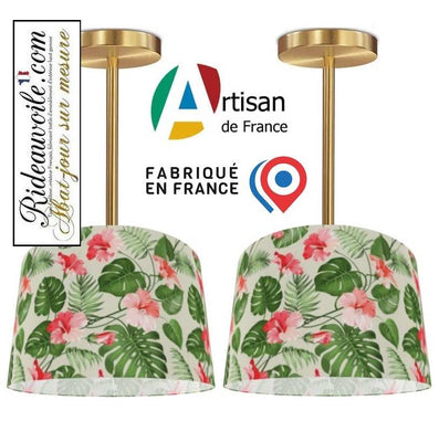 Boutique luminaire suspension création abat-jour motif Exotique Fleurs tropicales