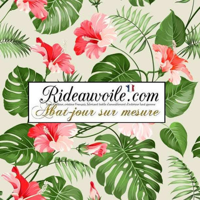 Boutique luminaire suspension création abat-jour motif Exotique Fleurs tropicales