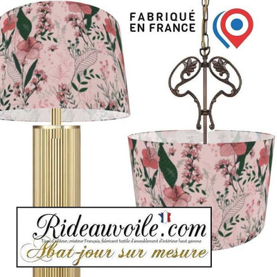 Création suspension confection abat-jour objet tambour luminaire sur mesure floral fleur
