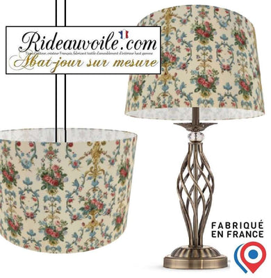 Luminaire tissu imprimé florale abat-jour atelier création sur mesure