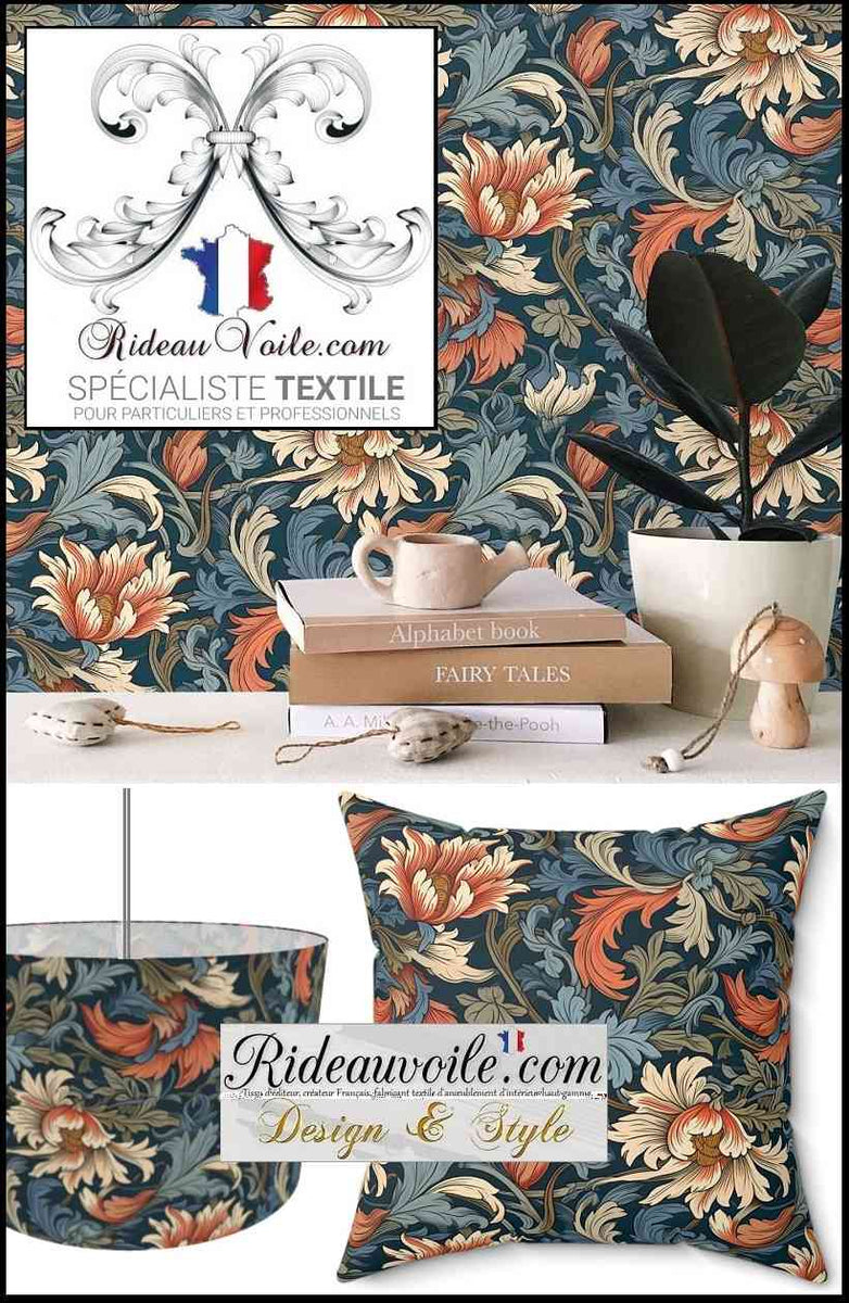 Rideaux Style William Morris Hathaway Bleu Cousus Main Rideaux Sur Rideaux Style William Morris Hathaway Bleu Cousus Main Rideaux Sur
