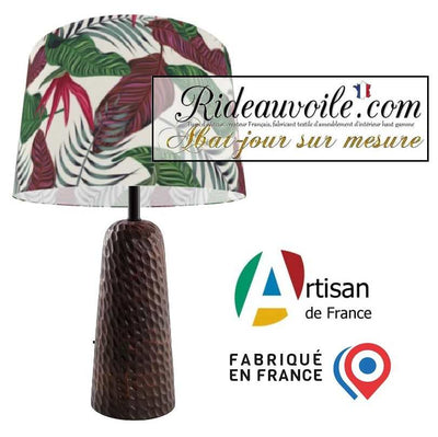 Fabrication suspension abat-jour sur mesure motif Exotique larges Fleurs Feuilles verte