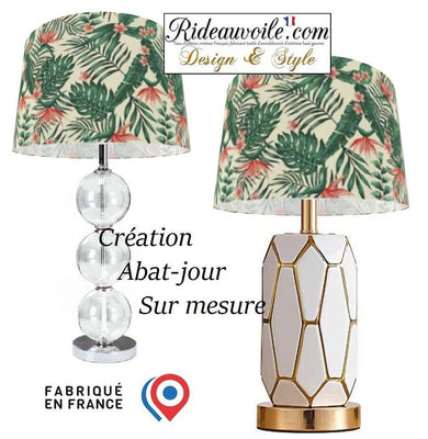Confection Abat-jour intérieur sur mesure tissu imprimé Exotique Tropicale Feuilles