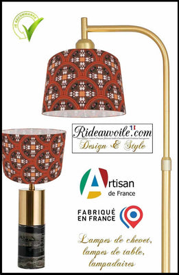 Fabrication Abat-jour sur mesure lampe, lampadaire tissu motif ethnique tribal abstrait rouge