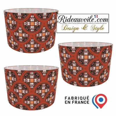 Fabrication Abat-jour sur mesure lampe, lampadaire tissu motif ethnique tribal abstrait rouge
