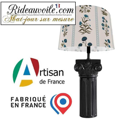 Tissu imprimé floral graphique Les fleurs Indienne | Création abat-jour sur mesure