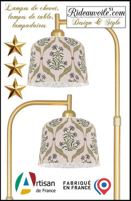 Abat-jour rigide Contrecollé suspension motif Fleur Tissu ethnique imprimé style Indien