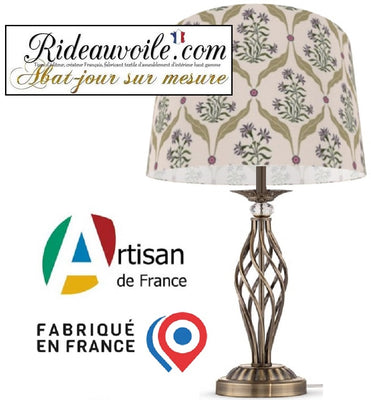 Abat-jour rigide Contrecollé suspension motif Fleur Tissu ethnique imprimé style Indien