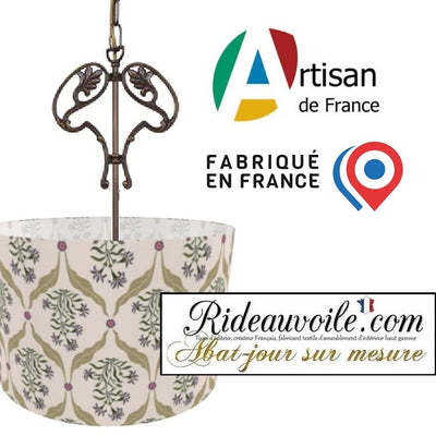 Abat-jour rigide Contrecollé suspension motif Fleur Tissu ethnique imprimé style Indien