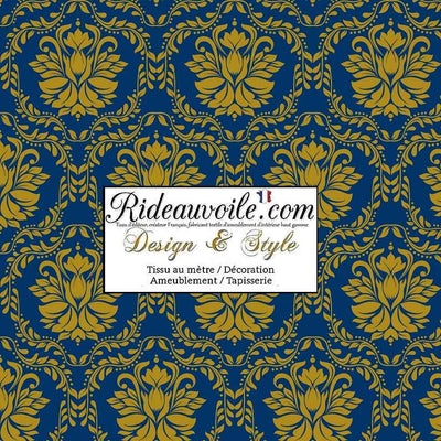 Création Abat-jour sur mesure tissu bleu or motif fleur floral - custom Lampshade