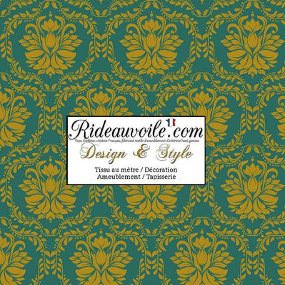 Styliste Abat-jour sur mesure tissu vert or motif fleur floral - Custom lampshade